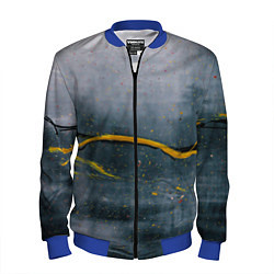 Бомбер мужской Серо-светлый абстрактный туман и краски, цвет: 3D-синий