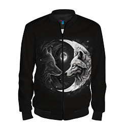 Бомбер мужской Волки инь-янь луна, цвет: 3D-черный