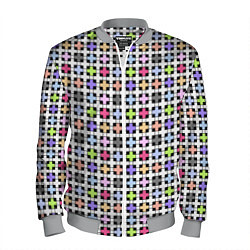 Бомбер мужской Разноцветный геометрический рисунок, цвет: 3D-меланж