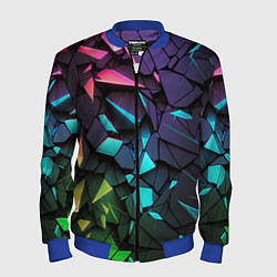 Бомбер мужской Неоновые абстрактные каменные плиты, цвет: 3D-синий