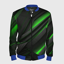 Бомбер мужской Черно-зеленые объемные полосы, цвет: 3D-синий