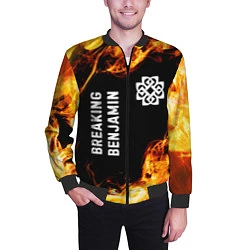 Бомбер мужской Breaking Benjamin и пылающий огонь, цвет: 3D-черный — фото 2