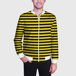 Бомбер мужской Черно-желтые осиные полосы, цвет: 3D-белый — фото 2