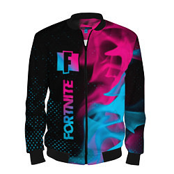 Бомбер мужской Fortnite - neon gradient: по-вертикали, цвет: 3D-черный