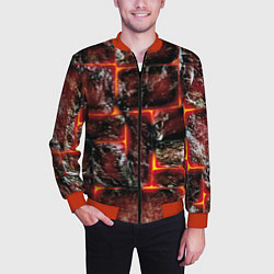 Бомбер мужской Камни в пылающей лаве, цвет: 3D-красный — фото 2