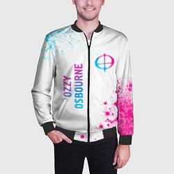 Бомбер мужской Ozzy Osbourne neon gradient style: надпись, символ, цвет: 3D-черный — фото 2