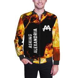 Бомбер мужской Asking Alexandria и пылающий огонь, цвет: 3D-черный — фото 2