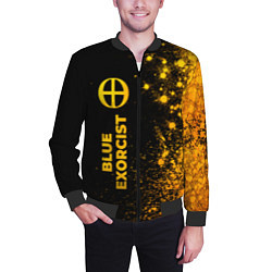 Бомбер мужской Blue Exorcist - gold gradient: по-вертикали, цвет: 3D-черный — фото 2