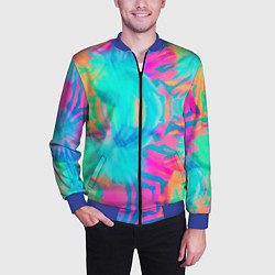 Бомбер мужской Кислотный тай-дай: паттерн, цвет: 3D-синий — фото 2