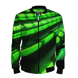 Мужской бомбер Green neon abstract