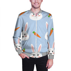 Бомбер мужской Зайчики и морковки, цвет: 3D-меланж — фото 2