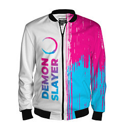 Мужской бомбер Demon Slayer neon gradient style: по-вертикали