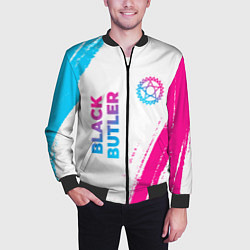 Бомбер мужской Black Butler neon gradient style: надпись, символ, цвет: 3D-черный — фото 2