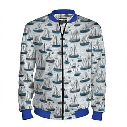 Бомбер мужской Кораблики паттерн, цвет: 3D-синий