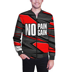 Бомбер мужской No pain no gain - красный, цвет: 3D-черный — фото 2