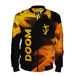 Бомбер мужской Doom - gold gradient: надпись, символ, цвет: 3D-черный