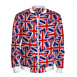 Бомбер мужской Флаги Великобритании, цвет: 3D-белый