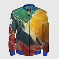 Бомбер мужской Мраморная радуга, цвет: 3D-синий