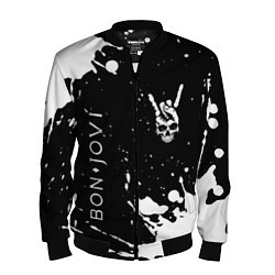 Бомбер мужской Bon Jovi и рок символ на темном фоне, цвет: 3D-черный