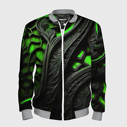 Бомбер мужской Green black abstract, цвет: 3D-меланж
