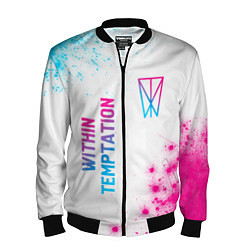 Бомбер мужской Within Temptation neon gradient style: надпись, си, цвет: 3D-черный