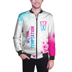 Бомбер мужской Within Temptation neon gradient style: надпись, си, цвет: 3D-черный — фото 2