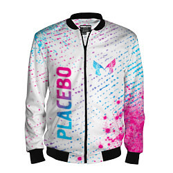 Бомбер мужской Placebo neon gradient style: надпись, символ, цвет: 3D-черный