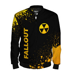 Бомбер мужской Fallout - gold gradient: надпись, символ, цвет: 3D-черный