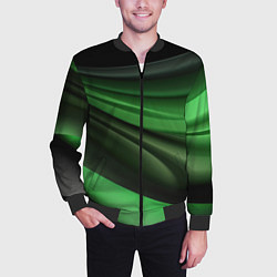 Бомбер мужской Темная зеленая текстура, цвет: 3D-черный — фото 2