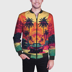 Бомбер мужской Летние путешествие на машине, цвет: 3D-черный — фото 2