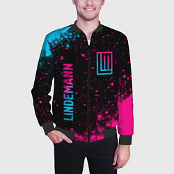 Бомбер мужской Lindemann - neon gradient: надпись, символ, цвет: 3D-черный — фото 2