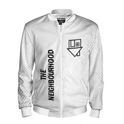 Мужской бомбер The Neighbourhood glitch на светлом фоне: надпись,