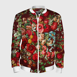 Бомбер мужской Платок цветочный узор, цвет: 3D-белый