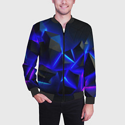Бомбер мужской Разлом плит из неона, цвет: 3D-черный — фото 2