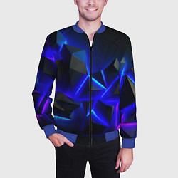 Бомбер мужской Разлом плит из неона, цвет: 3D-синий — фото 2