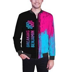 Бомбер мужской Breaking Benjamin - neon gradient: по-вертикали, цвет: 3D-черный — фото 2