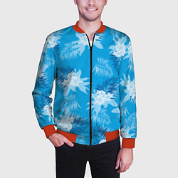 Бомбер мужской Синие цветы - Vice city - new ver, цвет: 3D-красный — фото 2