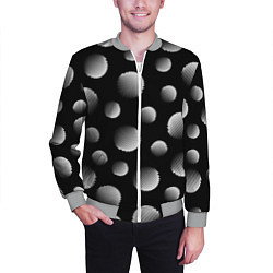 Бомбер мужской Шары в полоску на черном фоне, цвет: 3D-меланж — фото 2