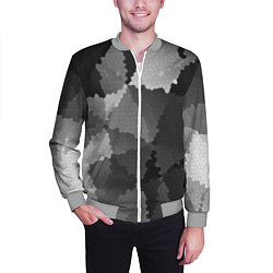 Бомбер мужской Мозаичный узор в серых оттенках, цвет: 3D-меланж — фото 2