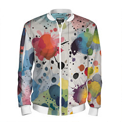 Бомбер мужской Colorful blots - vogue - abstraction, цвет: 3D-белый