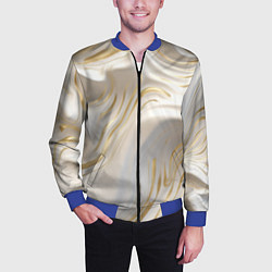 Бомбер мужской Бежевая абстракция, цвет: 3D-синий — фото 2