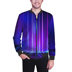 Бомбер мужской Neon glow - vaporwave - strips, цвет: 3D-черный — фото 2
