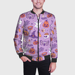 Бомбер мужской Halloween pattern арт, цвет: 3D-черный — фото 2