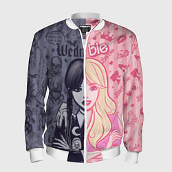 Бомбер мужской Барби и Уэнсдей - мои две личности: в стиле тату, цвет: 3D-белый
