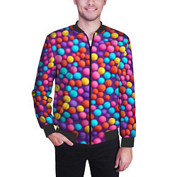 Бомбер мужской Паттерн разноцветные шарики - нейросеть, цвет: 3D-черный — фото 2