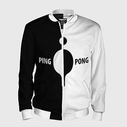 Бомбер мужской Ping-Pong черно-белое, цвет: 3D-белый