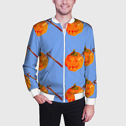 Бомбер мужской Тыква с топором-Хэллоуин, цвет: 3D-белый — фото 2