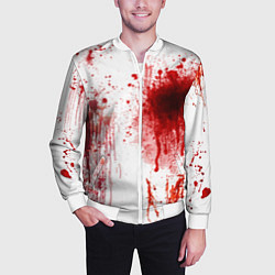 Бомбер мужской Брызги крови, цвет: 3D-белый — фото 2