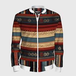 Бомбер мужской Этнический принт в полоску, цвет: 3D-белый