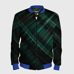 Бомбер мужской Тёмно-зелёная шотландская клетка, цвет: 3D-синий